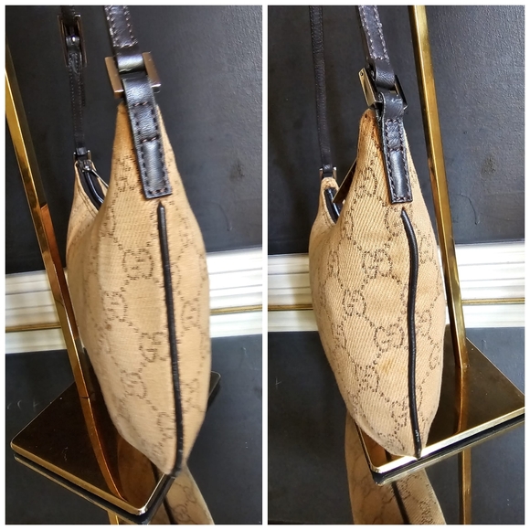 Gucci GG Canvas and Leather Zip Hobo Bag Beige/Brown - Picture 7 of 11